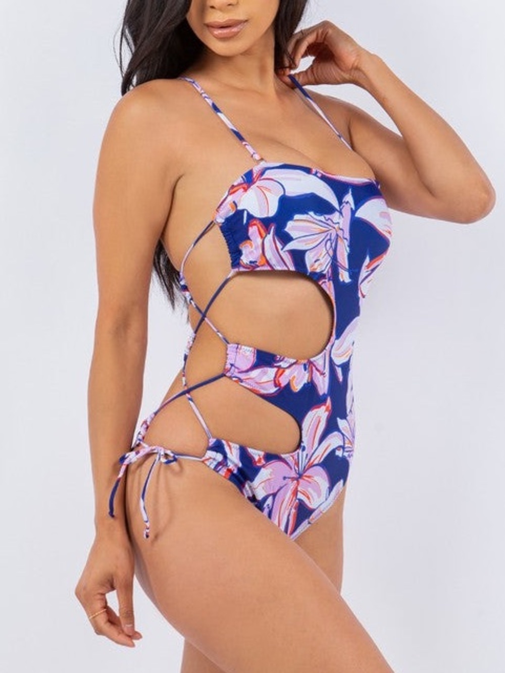 Yira floral navy bathingsuit one piece size Large - Picture 8 of 9